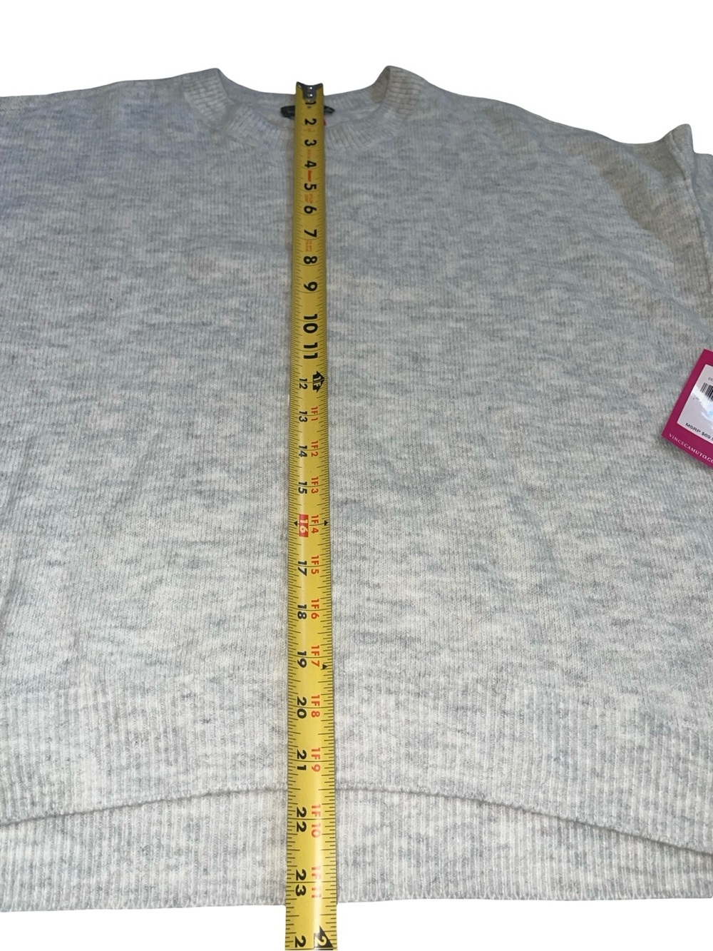 NWT Vince Camuto Light Gray Center Seam Cozy Crewneck Sweater - Picture 6 of 6